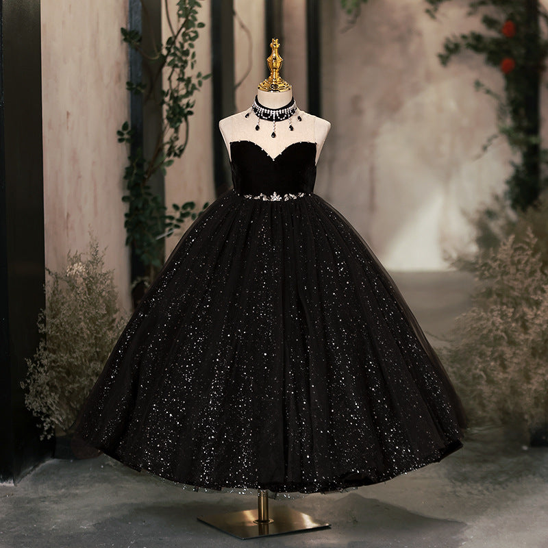 Children's Christening Dress Girls Birthday Black Princess Dress