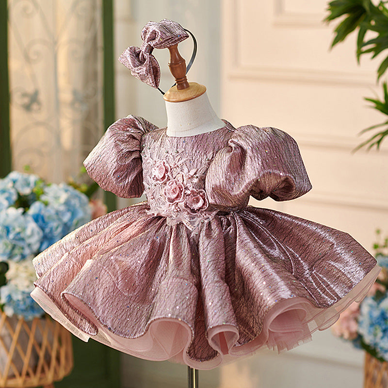 Cute Girl's First Birthday Dress Flower Girl Gilded Puffy Princess Dress Cute Girl's First Birthday Dress Flower Girl Gilded Puffy Princess Dress