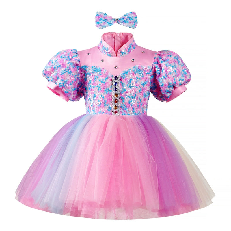Multicolor Cute Baby Girl Fluffy Christmas Dress Toddler Birthday Princess Dress