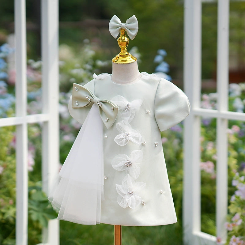 Flower Girl Dress Toddler Birthday Party Dress Green Girls Christening Princess Dress Flower Girl Dress Toddler Birthday Party Dress Green Girls Christening Princess Dress