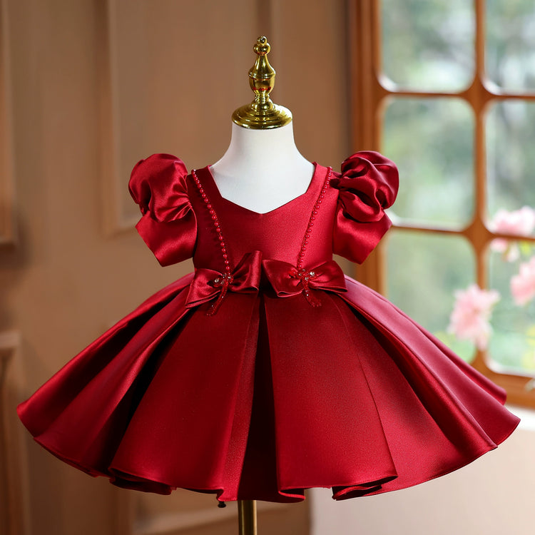 Girls Red Birthday Dress Children's Party Princess Dress Girls Communion Dress