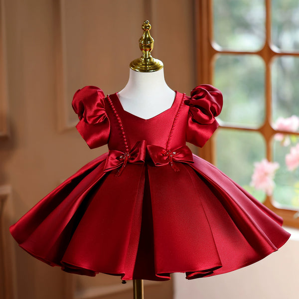 Girls Red Birthday Dress Children's Party Princess Dress Girls Communion Dress