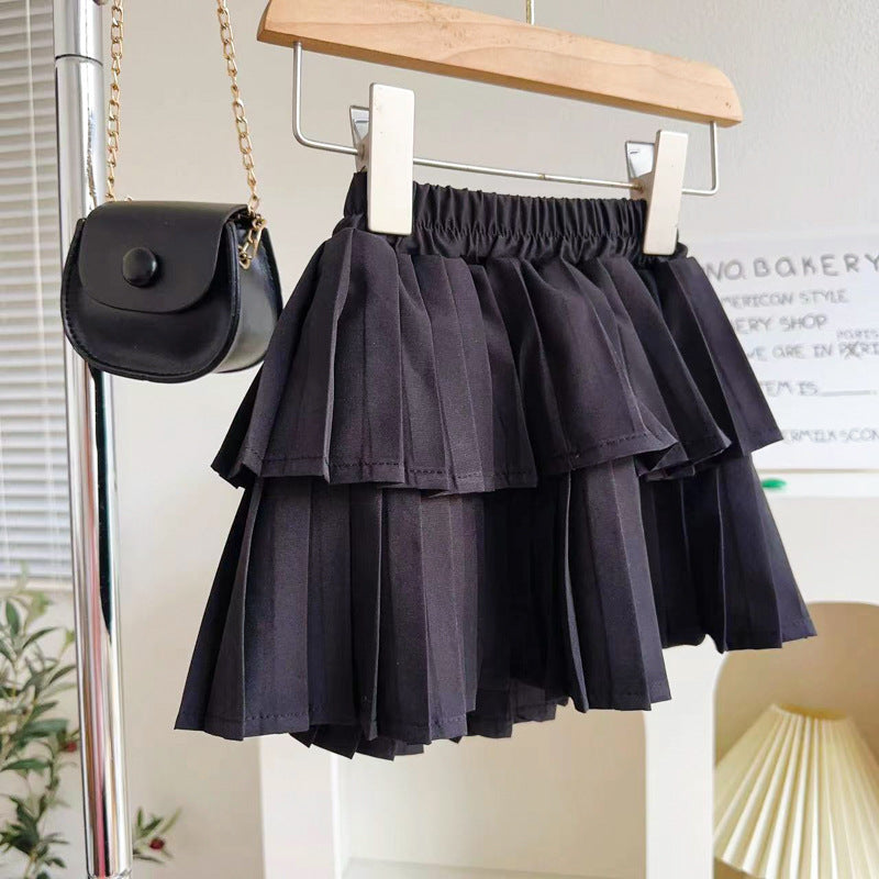 Girls Summer Suit New Children's Bow Plaid Skirt Pants Two-piece Suit