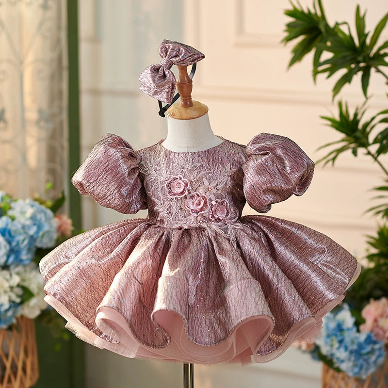 Girls Christmas Dress Sequins Puffy Embroidery Dress Toddler Pageant Birthday Princess Dress