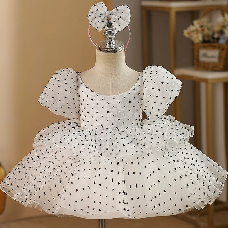Elegant Baby Polka Dot Pageant Dresses Toddler Puffy Flower Girl Dres marryshe
