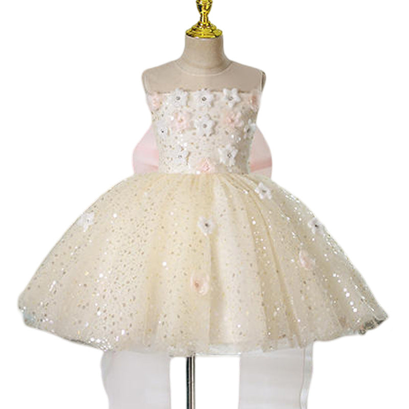 Girls Communion Dress Flower Girl Pink Princess Dress