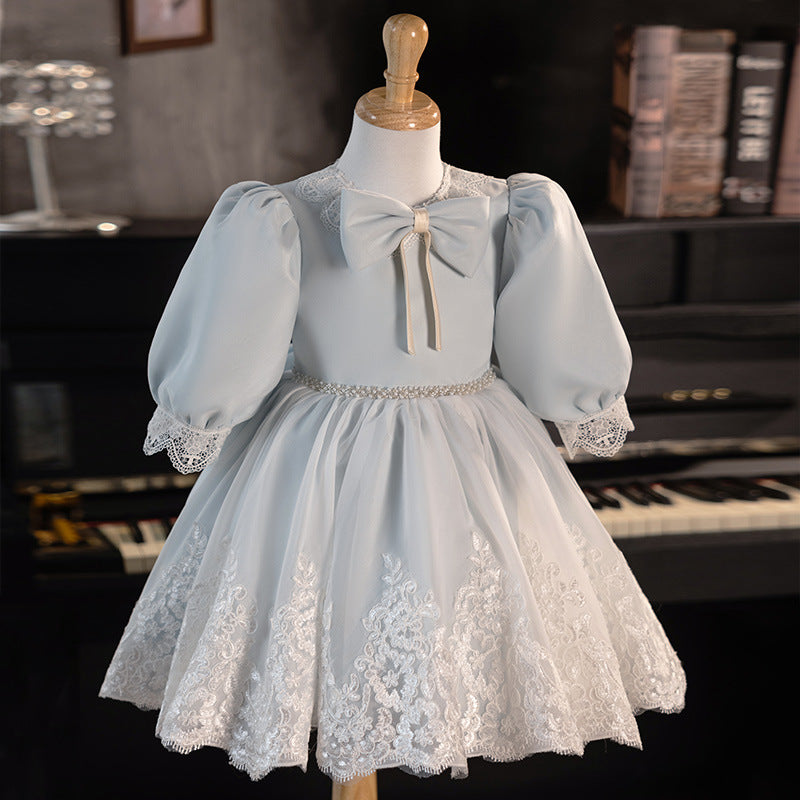 Cute Flower Girl Wedding Dress Baby Girl Birthday Bow Princess Dress