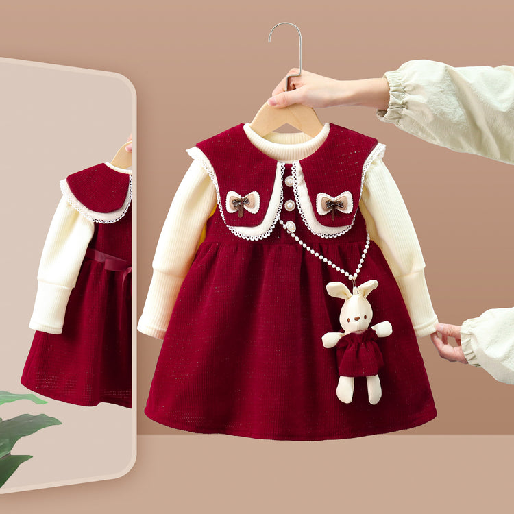 Girls Christmas Dresses Baby Girls Winter Rabbit Dresses