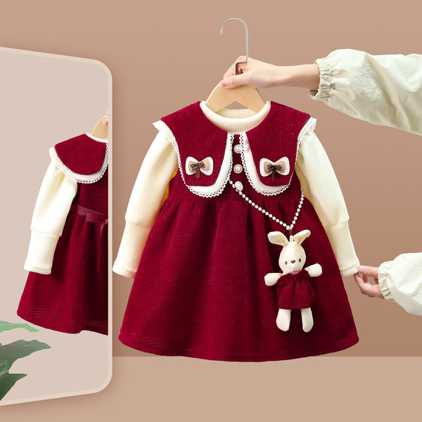Girls Christmas Dresses Baby Girls Winter Rabbit Dresses