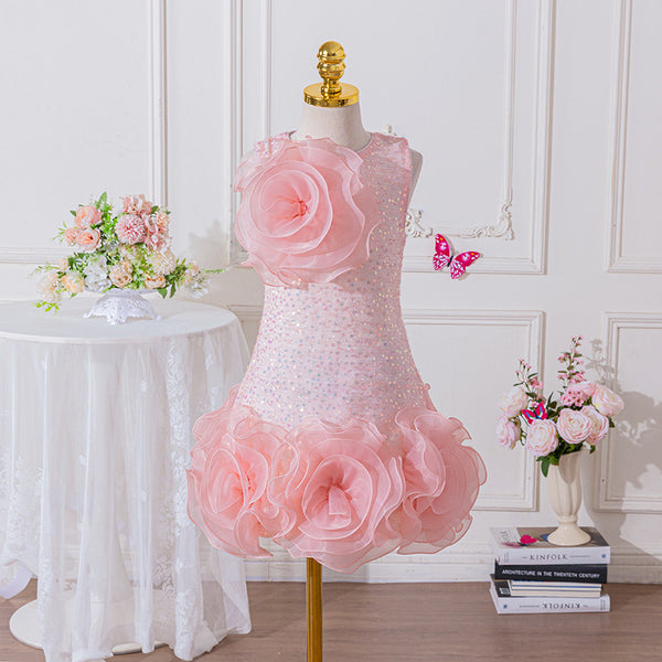 Girls Birthday Sequin Princess Dress Flower Girl Wedding Dress