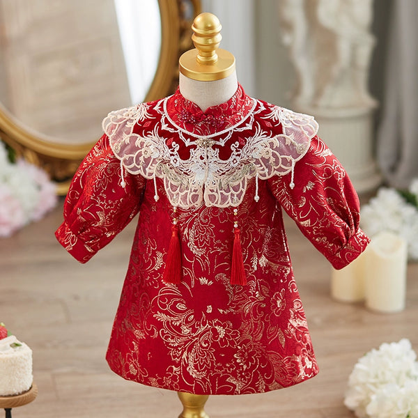 Girls Christmas Dress Girls Red Birthday Cheongsam Baby Princess Dress