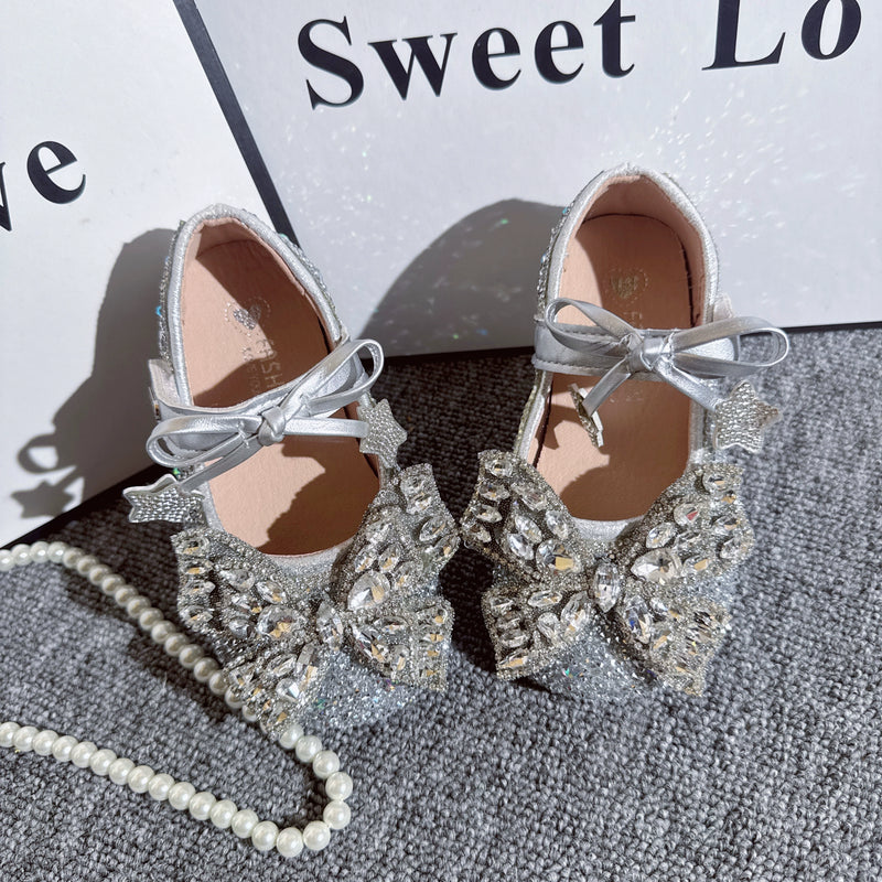 Girls' Crystal Butterfly Princess Leather Shoes