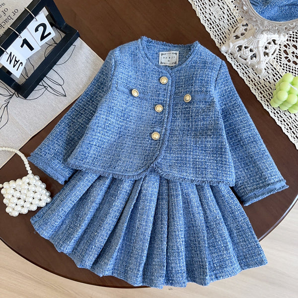 Girls Spring Party Dress Girls Cute Jacket Skirt Two-piece Set
