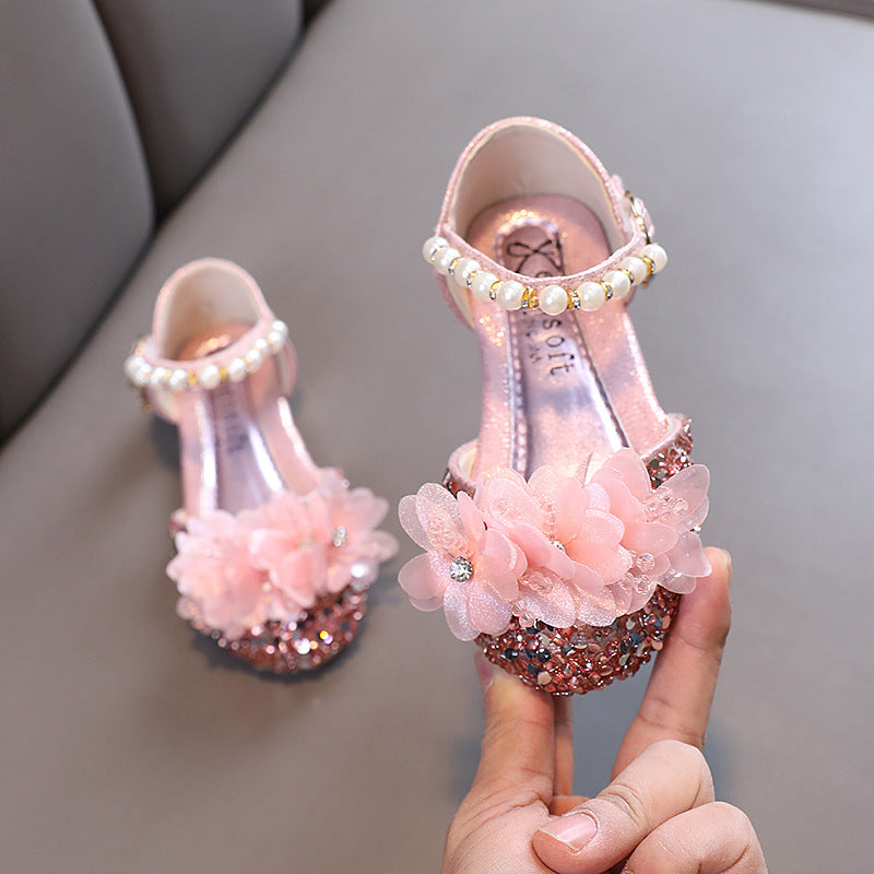 Girls Princess Diamond Shoes Leather Shoes Dance Shoes