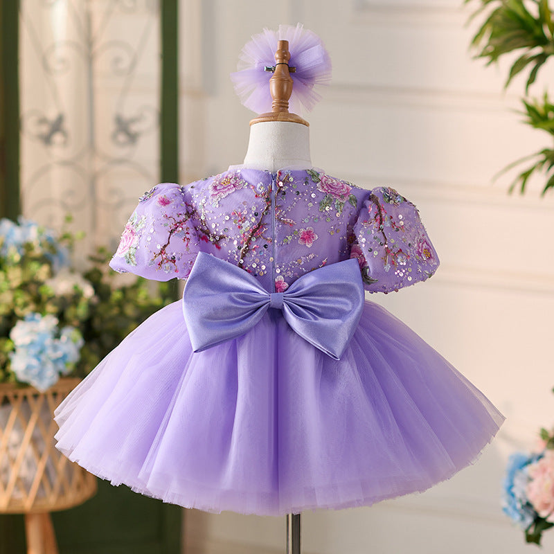 Elegant Baby Girl  Embroidery Sequins Beauty Pageant Dress Toddler Birthday Princess Dress