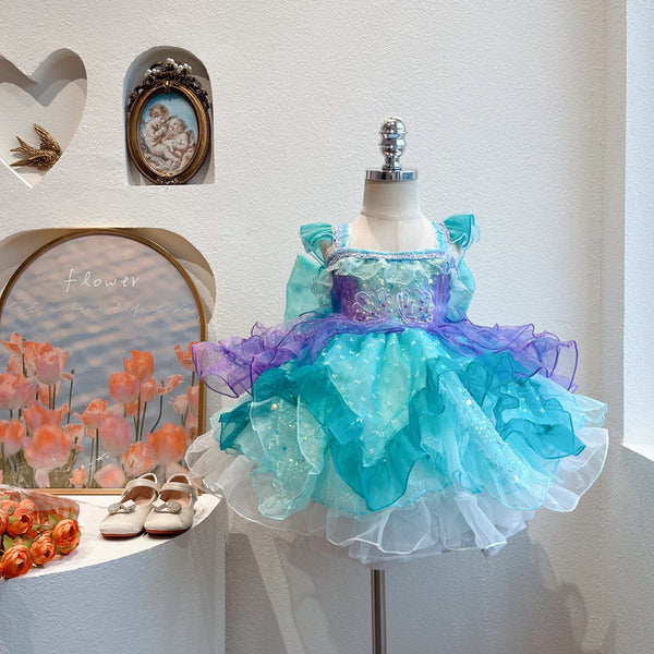 Elegant Baby Sequin Puff Dress Toddler Little Girl Birthday Costume Princess Dress