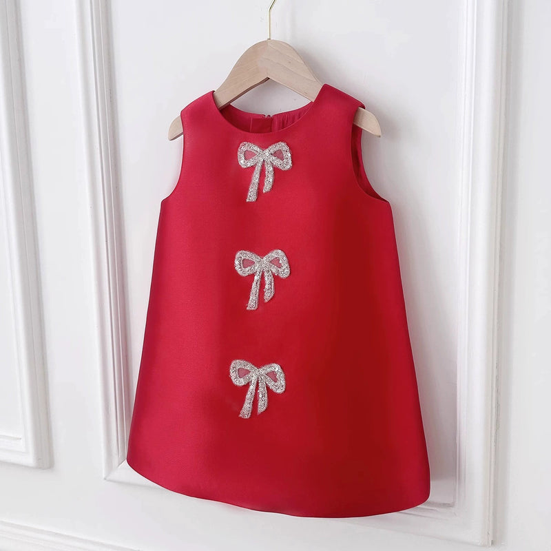Girl Birthday Princess Dress Cute Girl Red Vest Dress