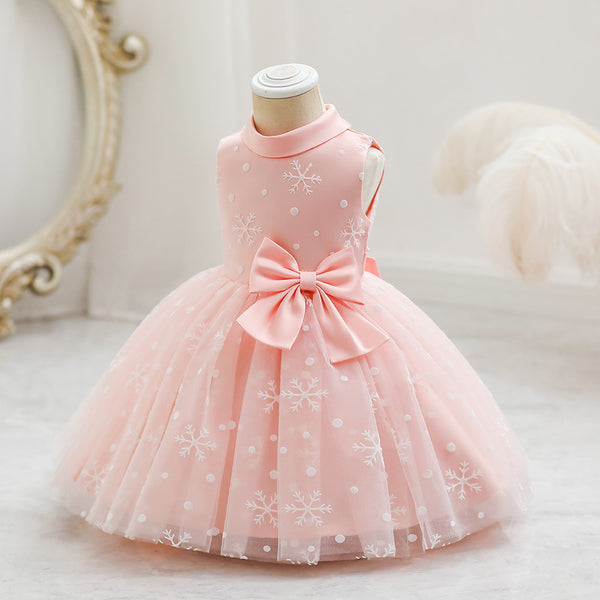 Little Girl Dress Toddler Prom Beaded Round Neck Sleeveless Puffy Princess Dress