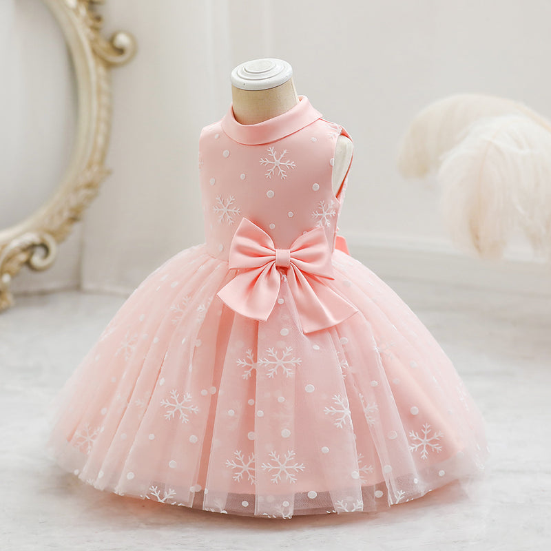 Little Girl Dress Toddler Prom Beaded Round Neck Sleeveless Puffy Princess Dress
