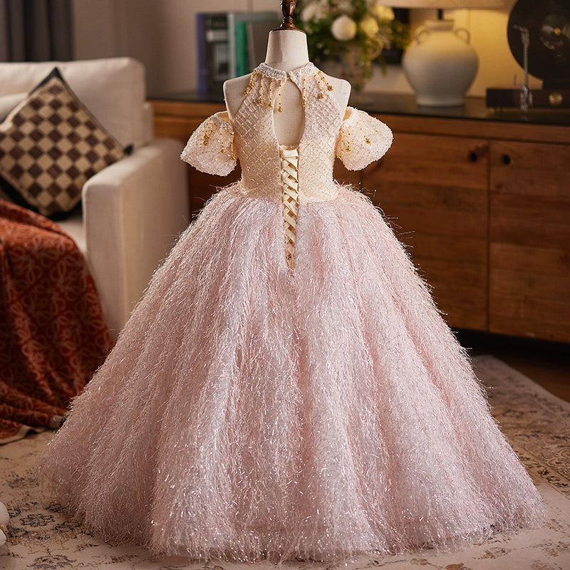 Girls Pink Ball Dress Children's Birthday Princess Dress