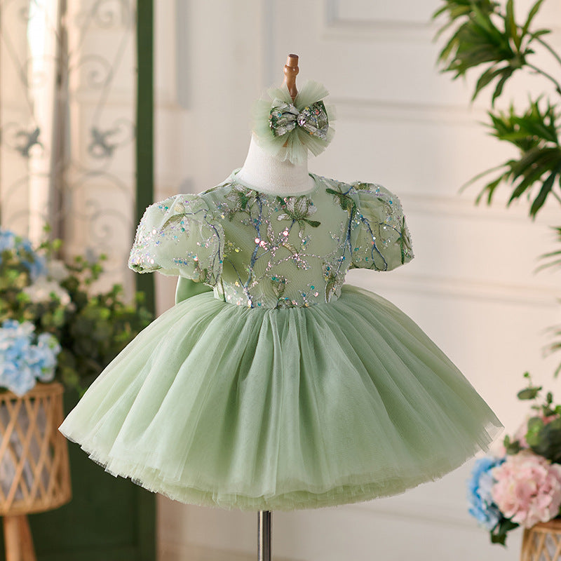 Elegant Baby Girl Sequin Pattern Dress Toddler Ball Gowns