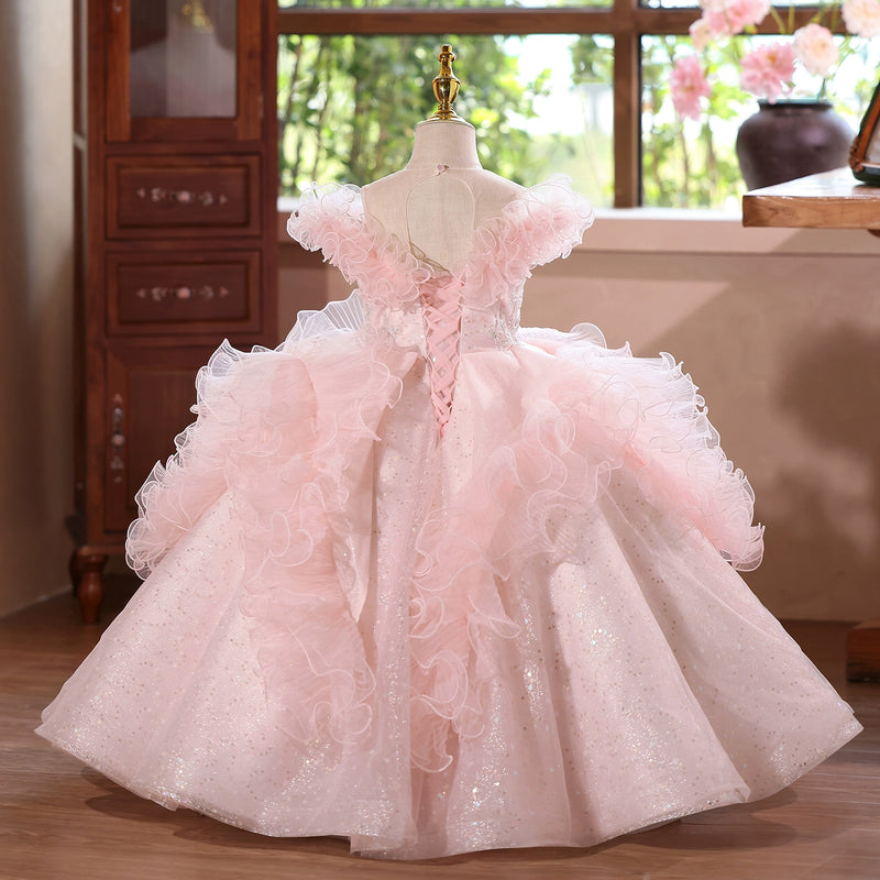 Children's Ball Gowns Girls Birthday Pink Princess Dress Girls Party Dress