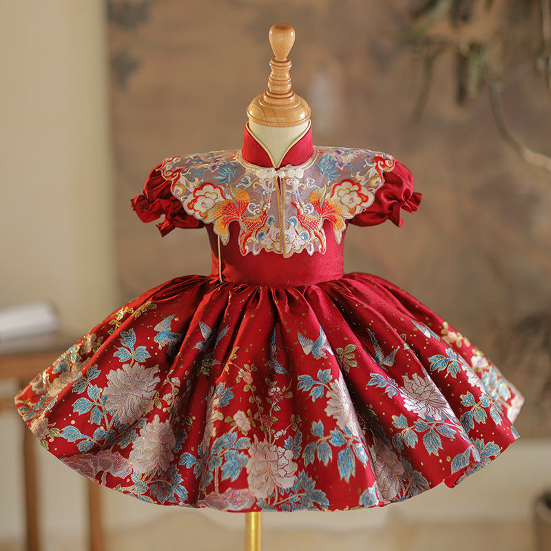 Cute Baby Girl Red Baptism Dresses Toddler Princess Dresses – marryshe