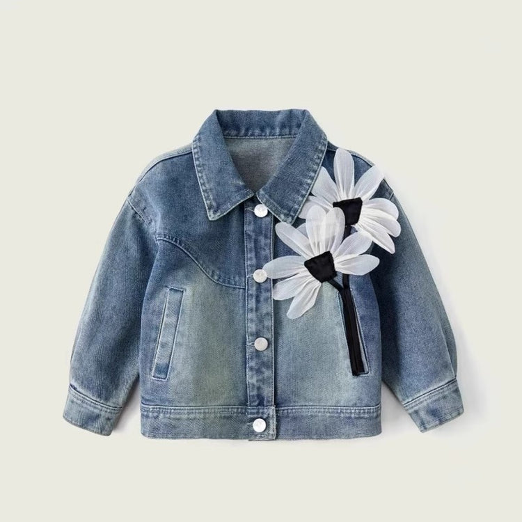 Cute Girls Lapel Jacket Children's Denim Jacket
