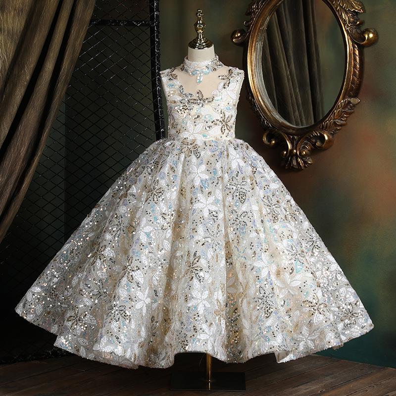 Baby Cute Girl Sequins Pageant Dress Toddler Birthday Party Ball Gown