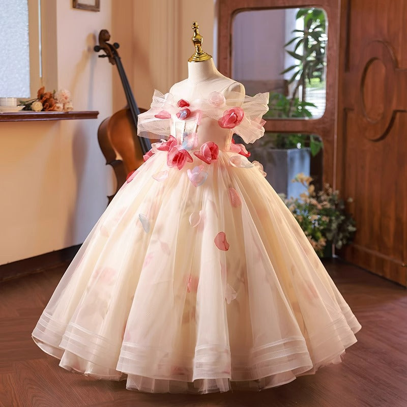 Elegant Baby Rose Flower Girl Dress Birthday Dresses Girls Beauty Pageant Dress