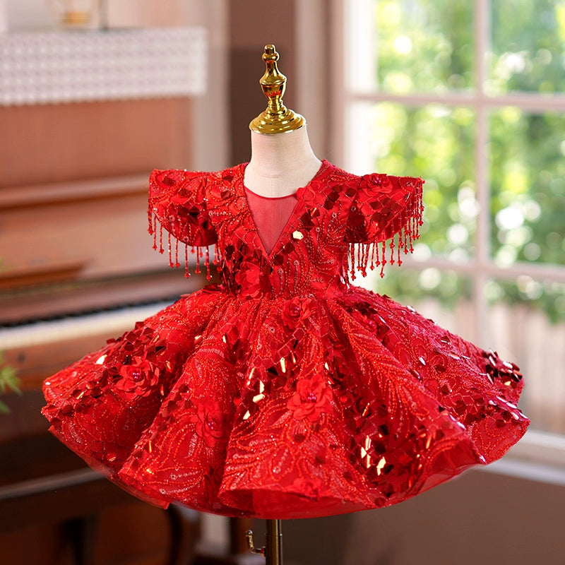 Luxurious Baby Girl Beauty Pageant Dress Red Christmas Dress Toddler Birthday Dress Luxurious Baby Girl Beauty Pageant Dress Red Christmas Dress Toddler Birthday Dress