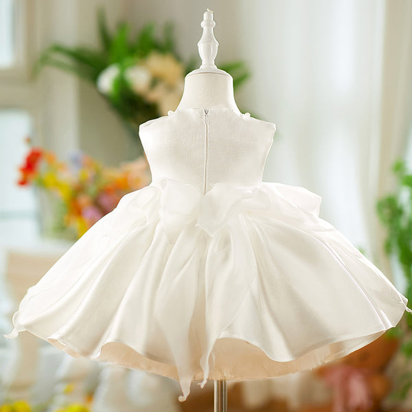Girls White Communion Dress Baby Birthday Princess Dress