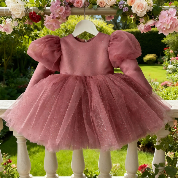 Girls Birthday Dress Flower Girl Pink Princess Dress Girls Party Dress