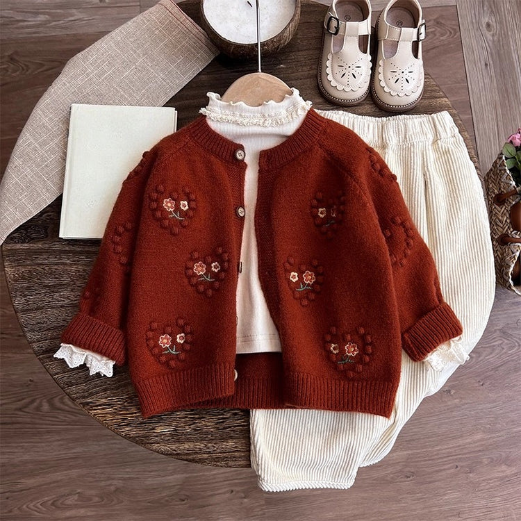 Girls' New Autumn Sweater Bottoming Shirt Pants Three-piece Set