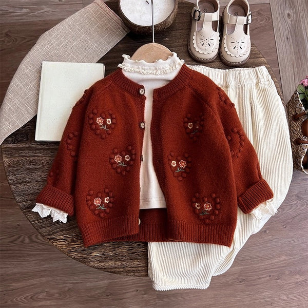 Girls' New Autumn Sweater Bottoming Shirt Pants Three-piece Set