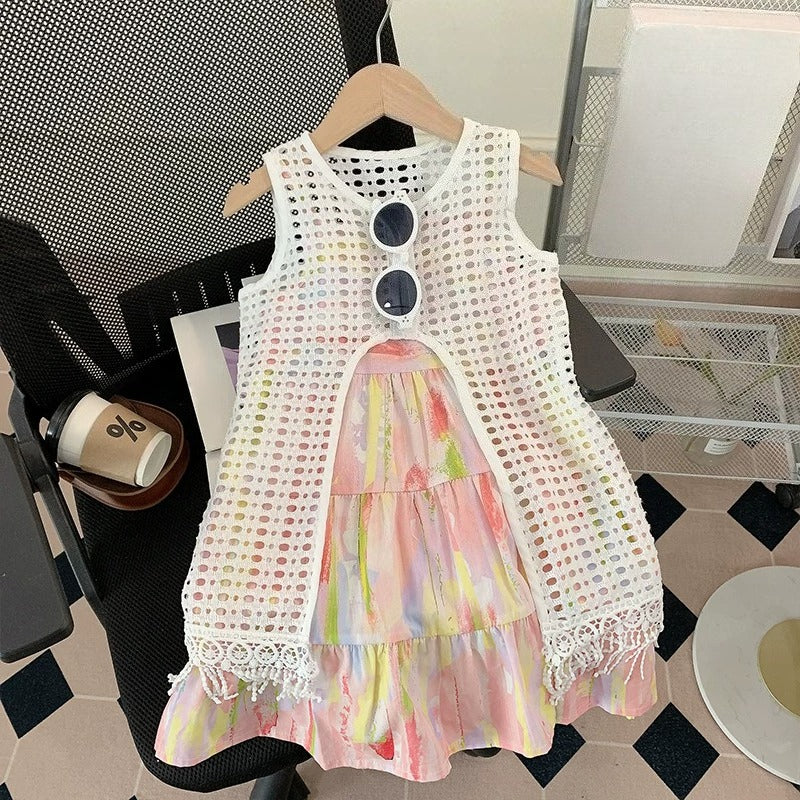 Girls Summer Holiday Dress Girls Party Princess Dress Two-piece Set Girls Summer Holiday Dress Girls Party Princess Dress Two-piece Set