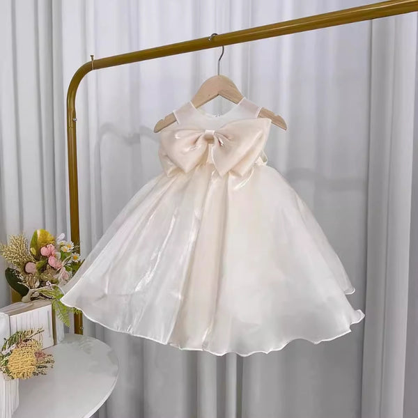 Elegant Baby Girls Bow Mesh Pageant Dresses Toddler Birthday Costume Princess Dress