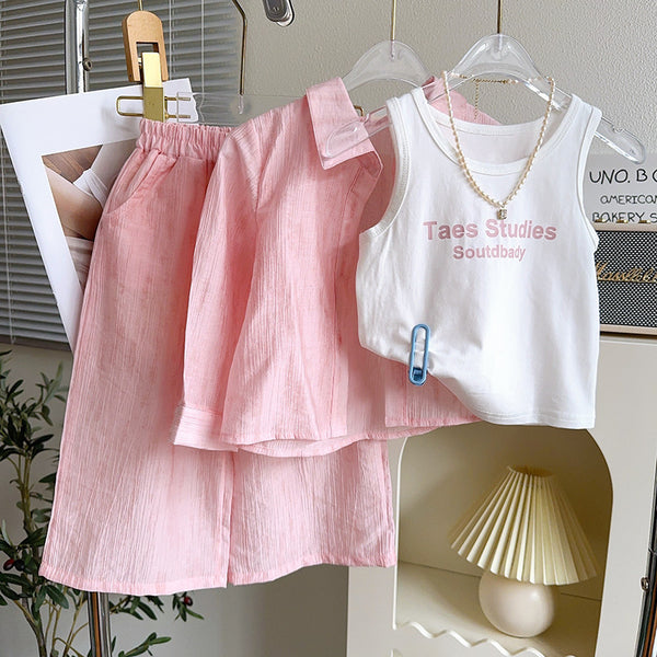 Cute Girls Summer Shirt Three Piece Set
