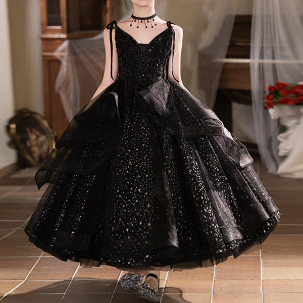 Girls Black Dress Girls Birthday Princess Dress Children's Prom Dress