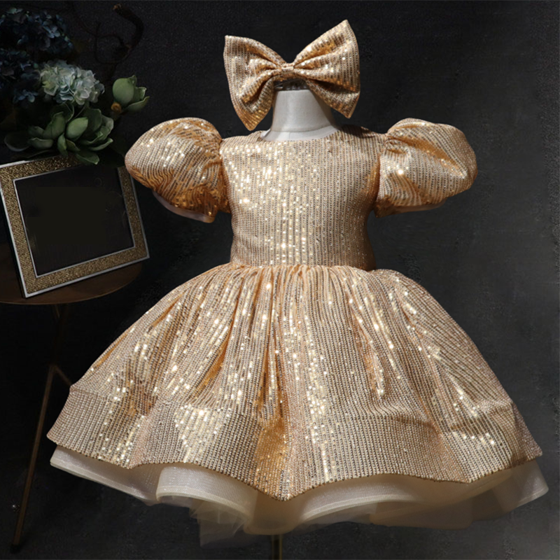 Baby Girl Prom Dress Sequins Beauty Pageant Toddler Birthday Princess Dress