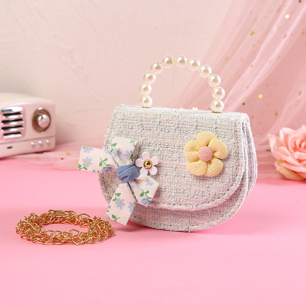 Cute Baby Girls Crossbody Pearl Bow-knot Fashion HandBag