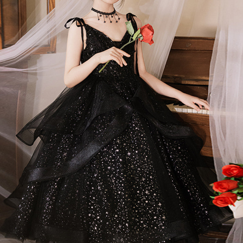 Girls Black Dress Girls Birthday Princess Dress Children's Prom Dress