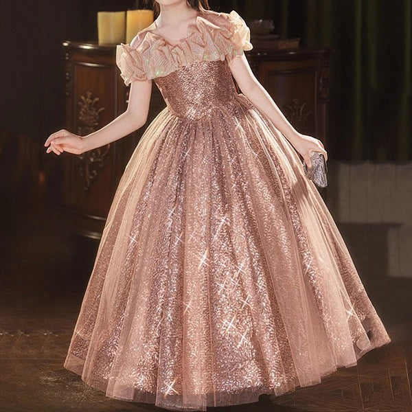 Girls Pageant Dress Children's Birthday Sequin Princess Dress Girls Prom Dress