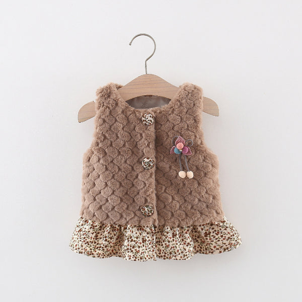 Girls Cute Warm Plush Vest Coat