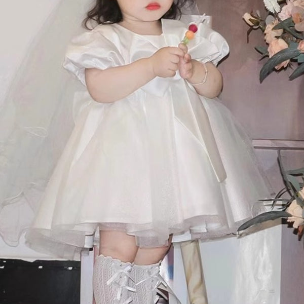 Baby White Communion Dress Girl Birthday Puffy Princess Dress