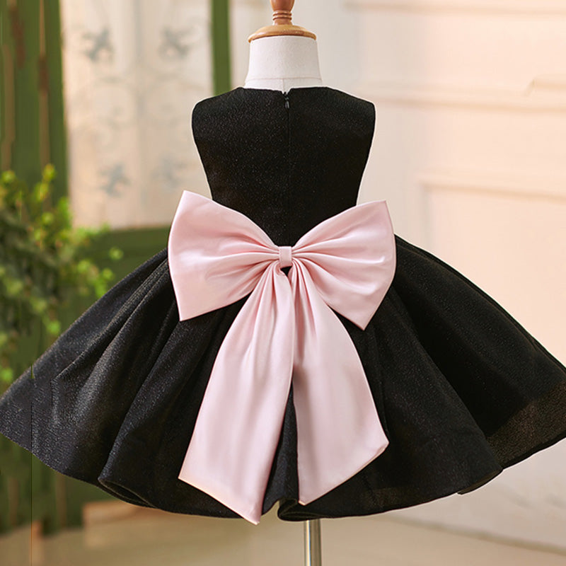 Elegant Baby Girls Black Sleeveless Bow Puff Birthday Dress Toddler Ball Gowns Elegant Baby Girls Black Sleeveless Bow Puff Birthday Dress Toddler Ball Gowns