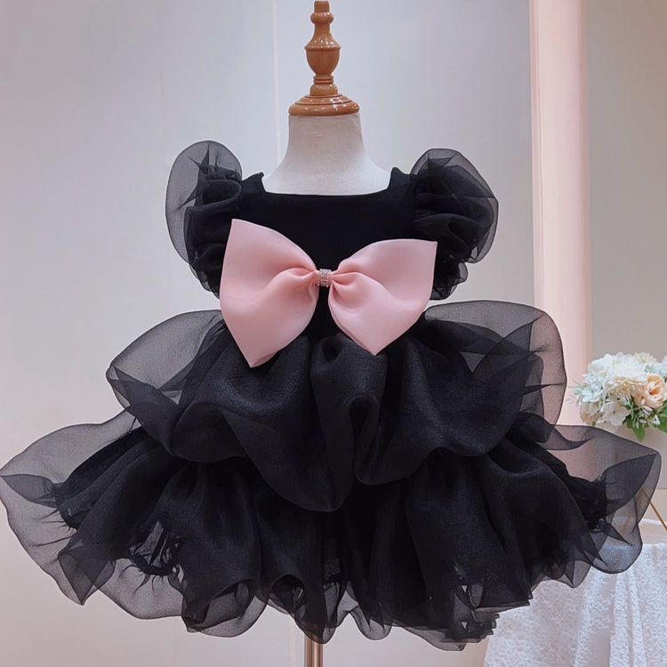 Black Toddler Communion Dress Fluffy Princess Birthday Dress