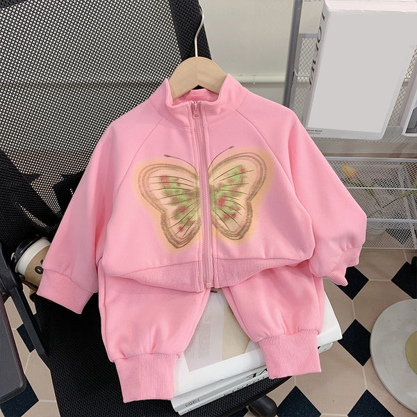Baby Girl Butterfly Cardigan Leggings Trousers Sports Suit