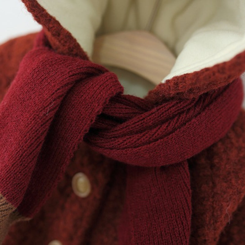 Girls' Winter Solid Color Hooded Coat