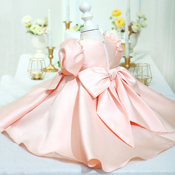 Baby Girl First Communion Dress Back Bow Zipper Princess Dress